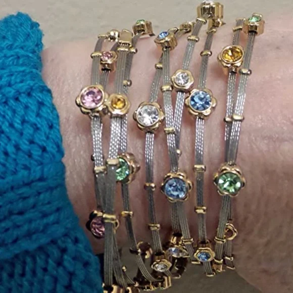 Bangle Bracelets for Petite Wrists Flexible Stainless Steel  (Set of 5 Colors) - Picture 3 of 5